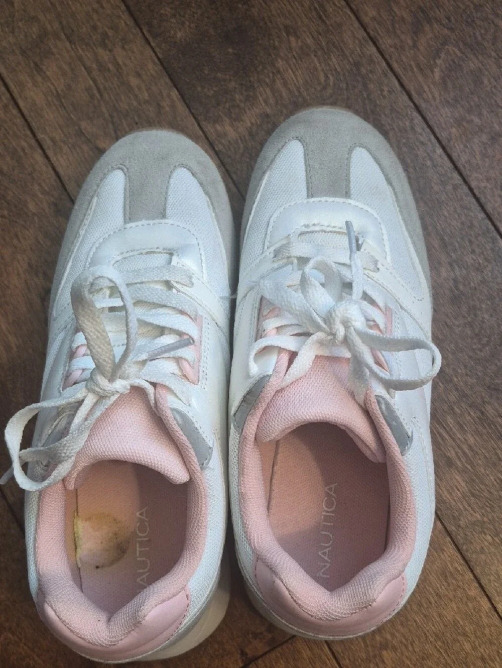 Nautica White Sneakers with Light Pink Lining Size 5